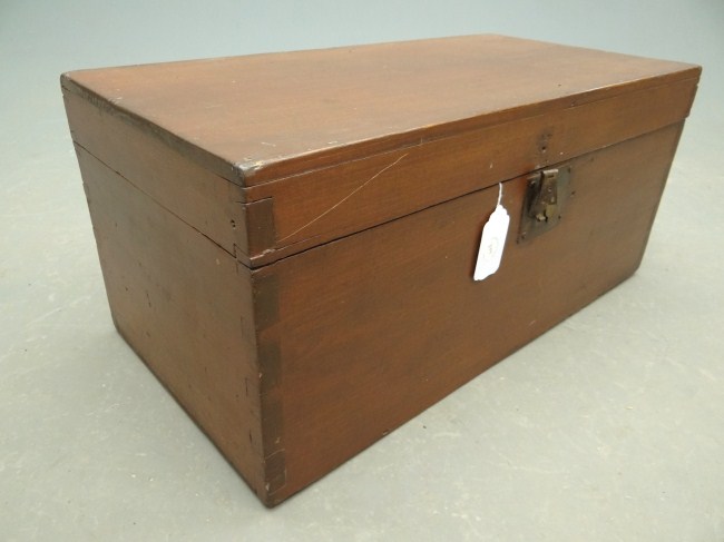 19th c. dovetailed pine box. 25'' W