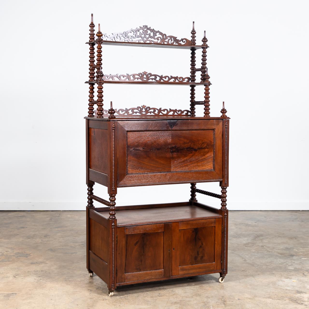 19TH C. DROP FRONT DESK WITH BOBBIN