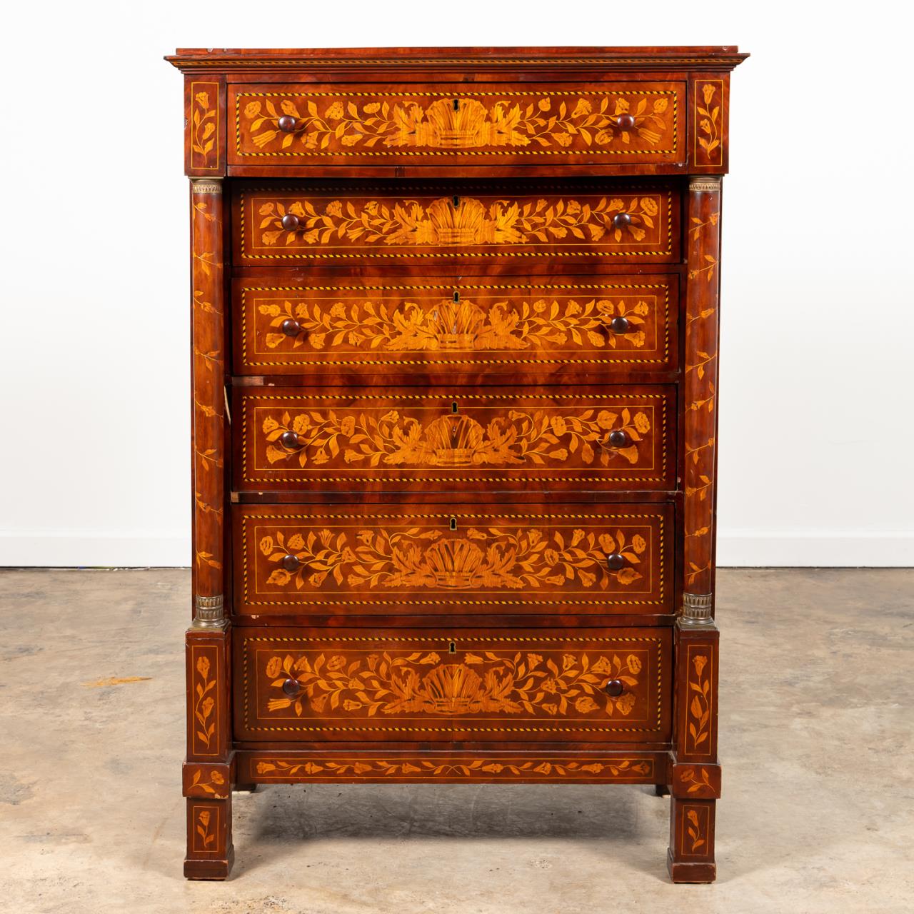 19TH C. DUTCH FLORAL PARQUETRY