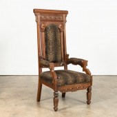 19TH C. EASTLAKE HIGH BACK OAK