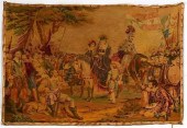 19TH C. EMBROIDERED TAPESTRY,
