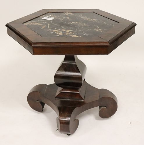 19TH C. EMPIRE MAHOGANY MARBLE