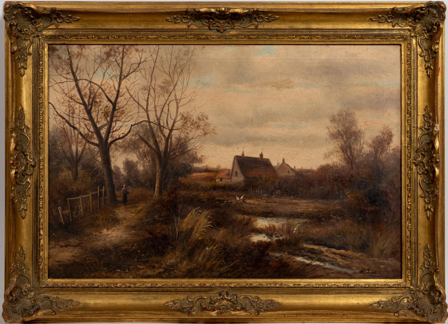 19TH C. ENGLISH COTTAGE SCENE,