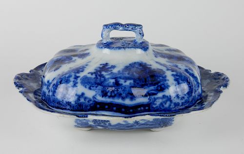 19TH C. ENGLISH FLOW BLUE COVERED