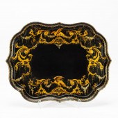 19TH C. ENGLISH GILT & BLACK P
