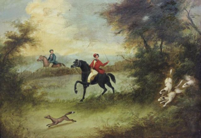 19th C. English School. Fox Hunting