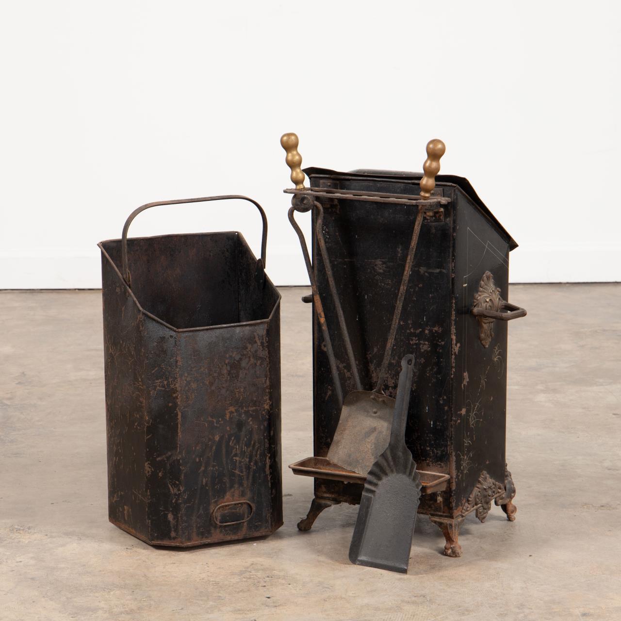 19TH C. ENGLISH TOLE PAINTED COAL