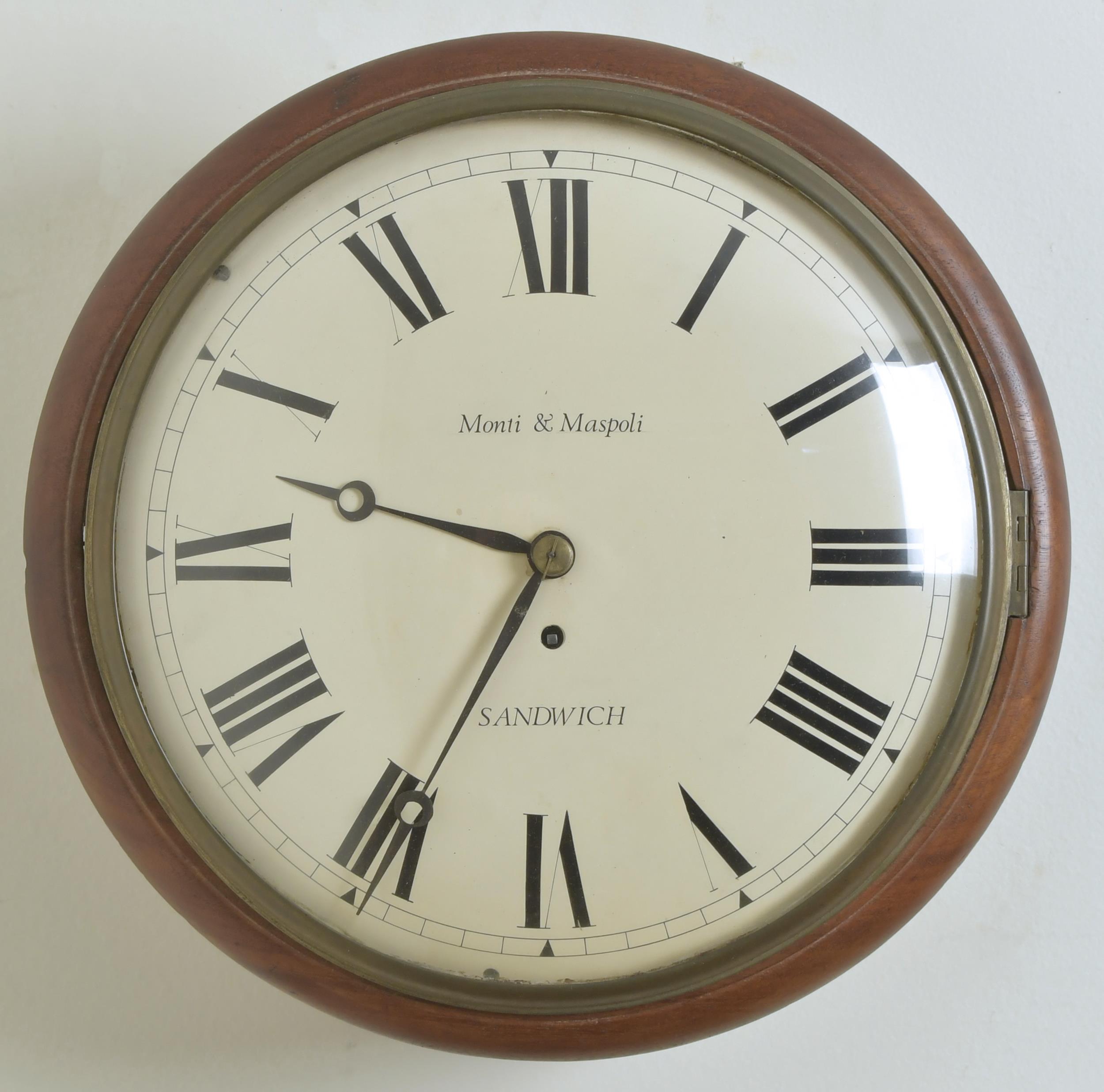 19TH C. ENGLISH WALL CLOCK, MONTI &