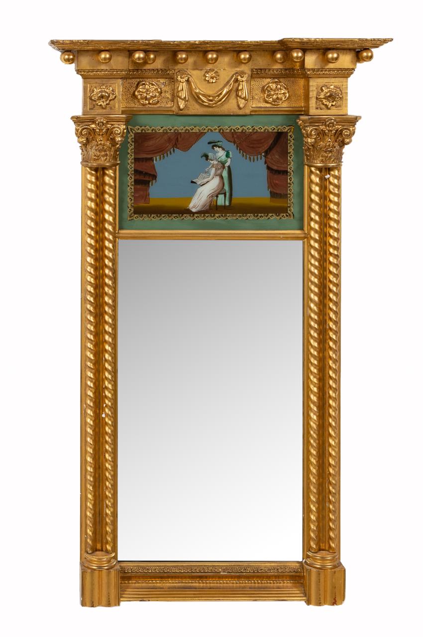 19TH C. FEDERAL EGLOMISE GILT