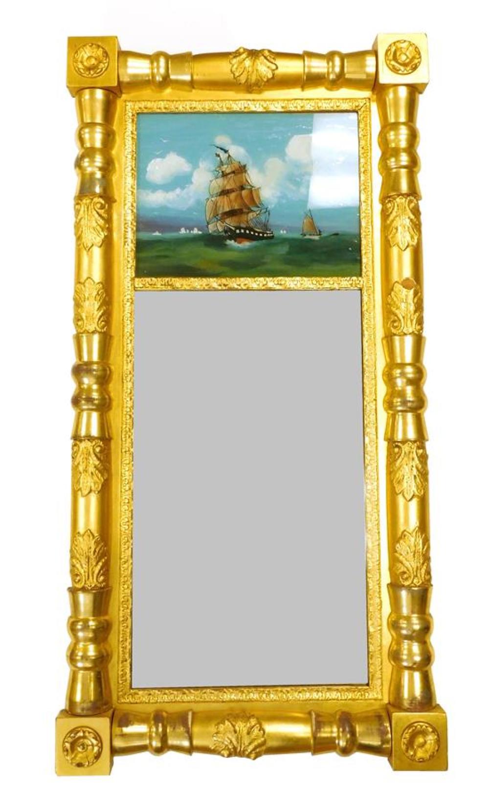 19TH C. FEDERAL GILT WALL MIRROR,