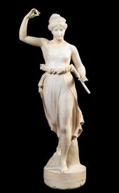 19TH C. FEMALE WITH FLUTE MARB