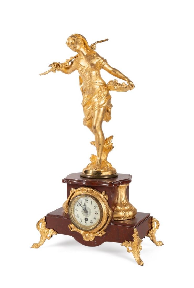 19TH C. FIGURAL BRONZE & ROUGE