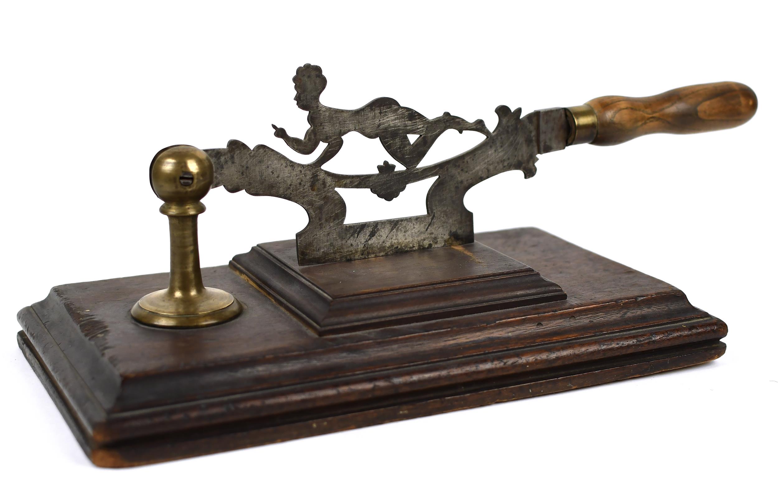 19TH C. FIGURAL TOBACCO CHOPPER.