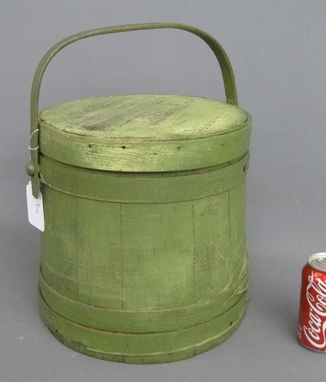 19th c. firkin in green paint. 12''