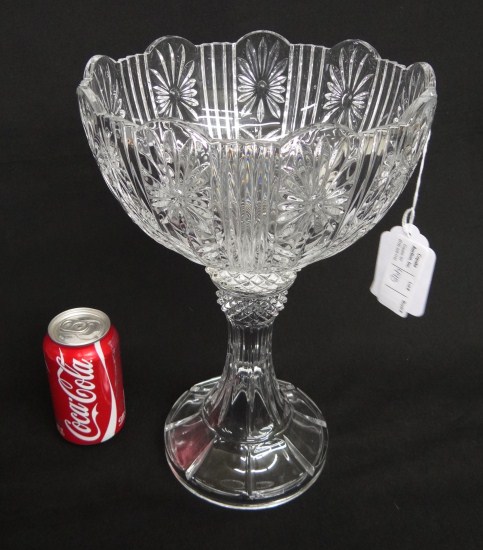 19th c. flint compote. 14'' Ht.