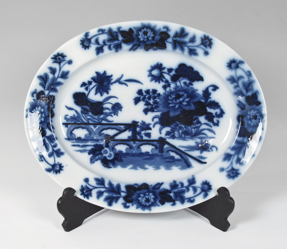 19TH C FLOW BLUE PLATTER: