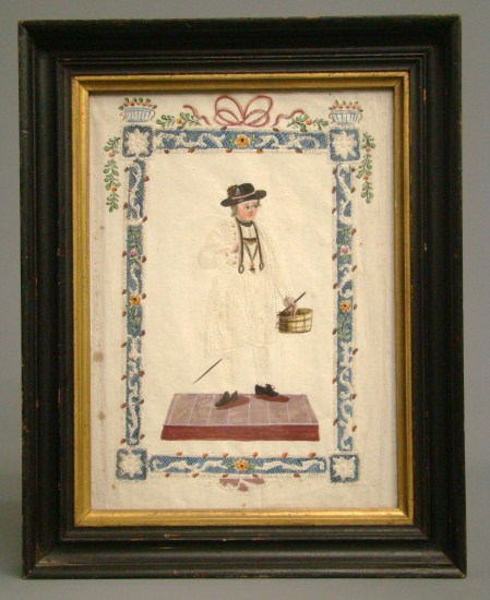 19th c. folk art pin prick painting