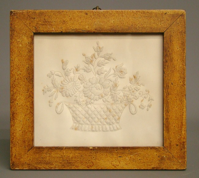 19th c. folk art pin prick basket