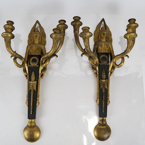 19TH C. FRENCH BRONZE SCONCESPair
