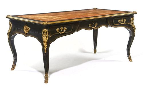 19TH C FRENCH EBONIZED BUREAU