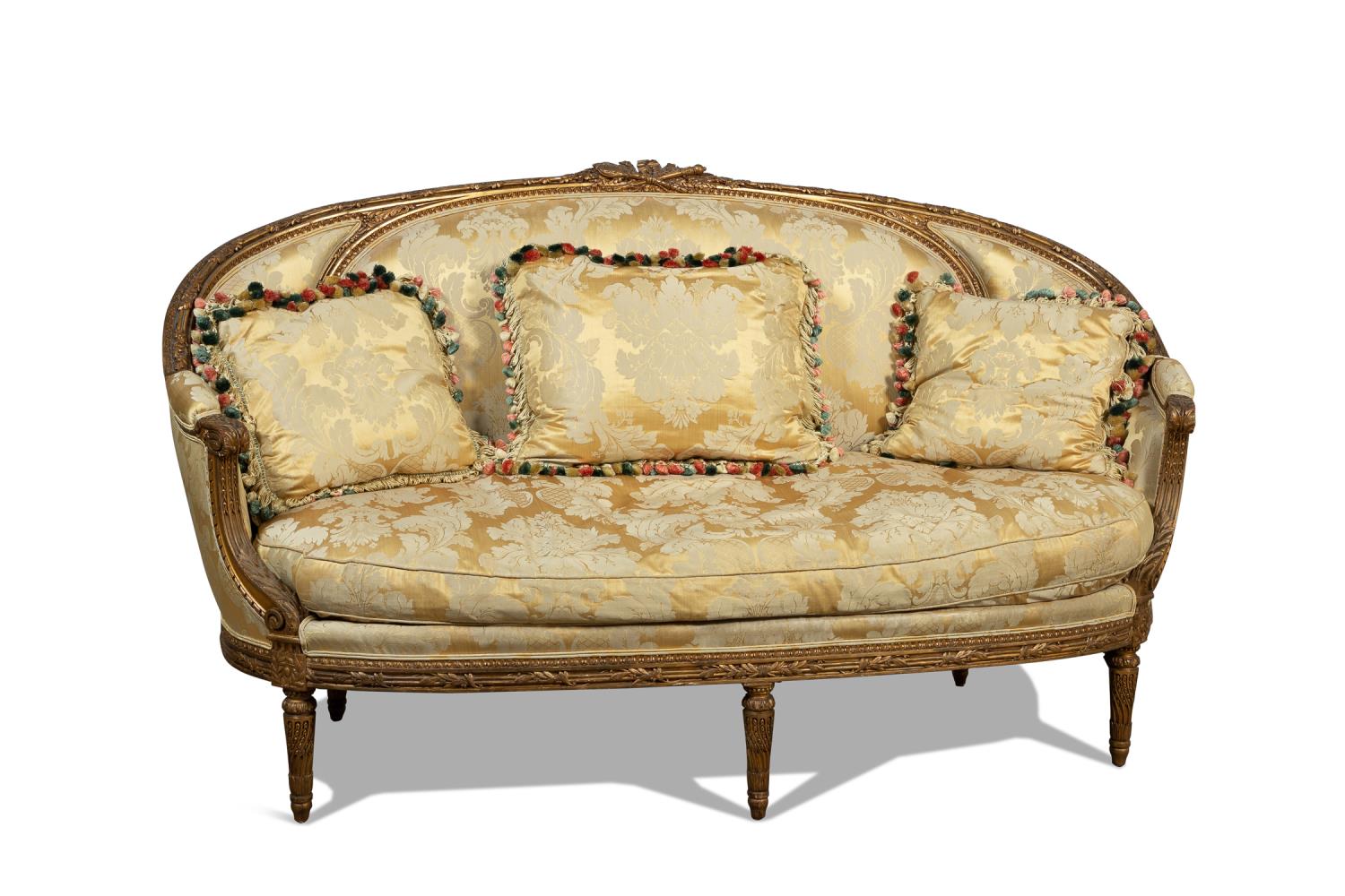 19TH C. FRENCH GILTWOOD & SILK