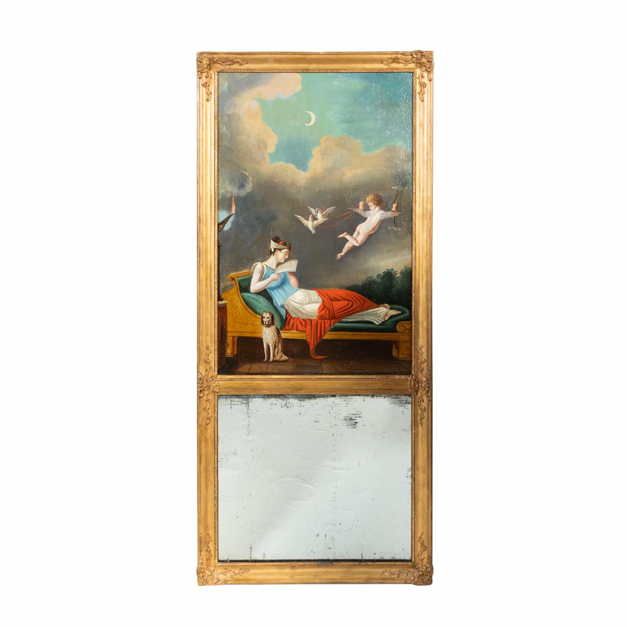 19TH C. FRENCH TRUMEAU MIRROR,