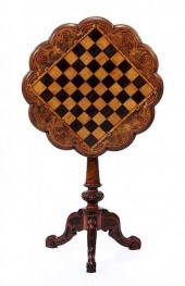 19TH C GAMES TABLE WITH TILT C