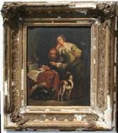 19th C. GENRE SCENE OIL/TIN, '