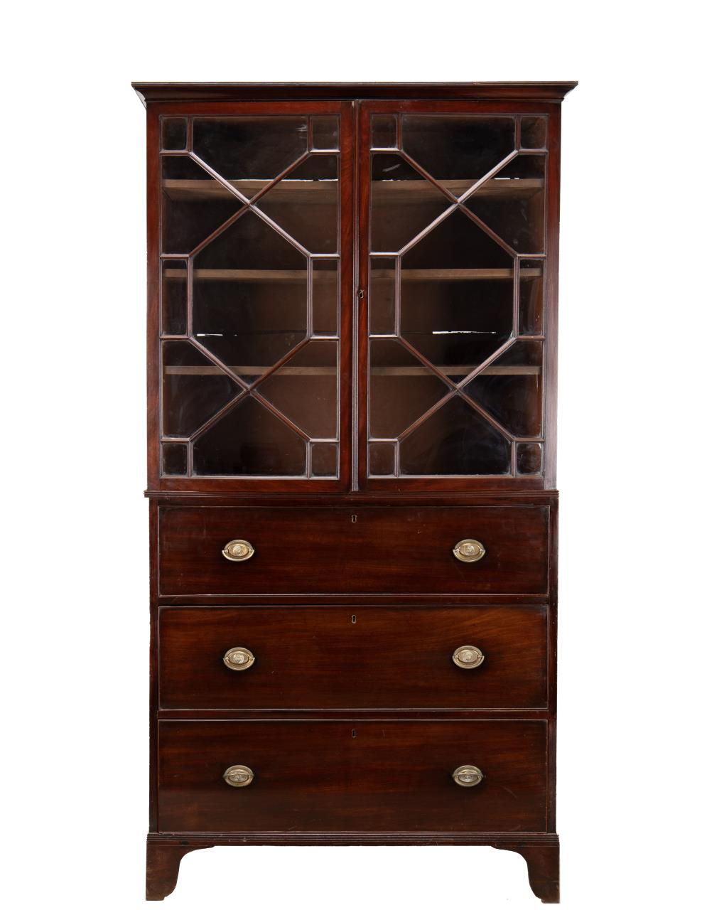 19TH C. GEORGIAN GLAZED MAHOGANY