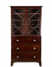 19TH C. GEORGIAN GLAZED MAHOGA