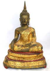 19TH C. GILDED BRONZE SEATED S