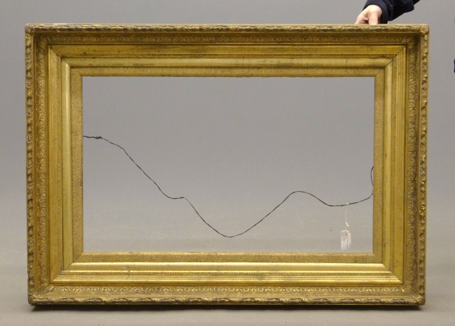 19th c. gilt and gesso frame. Takes