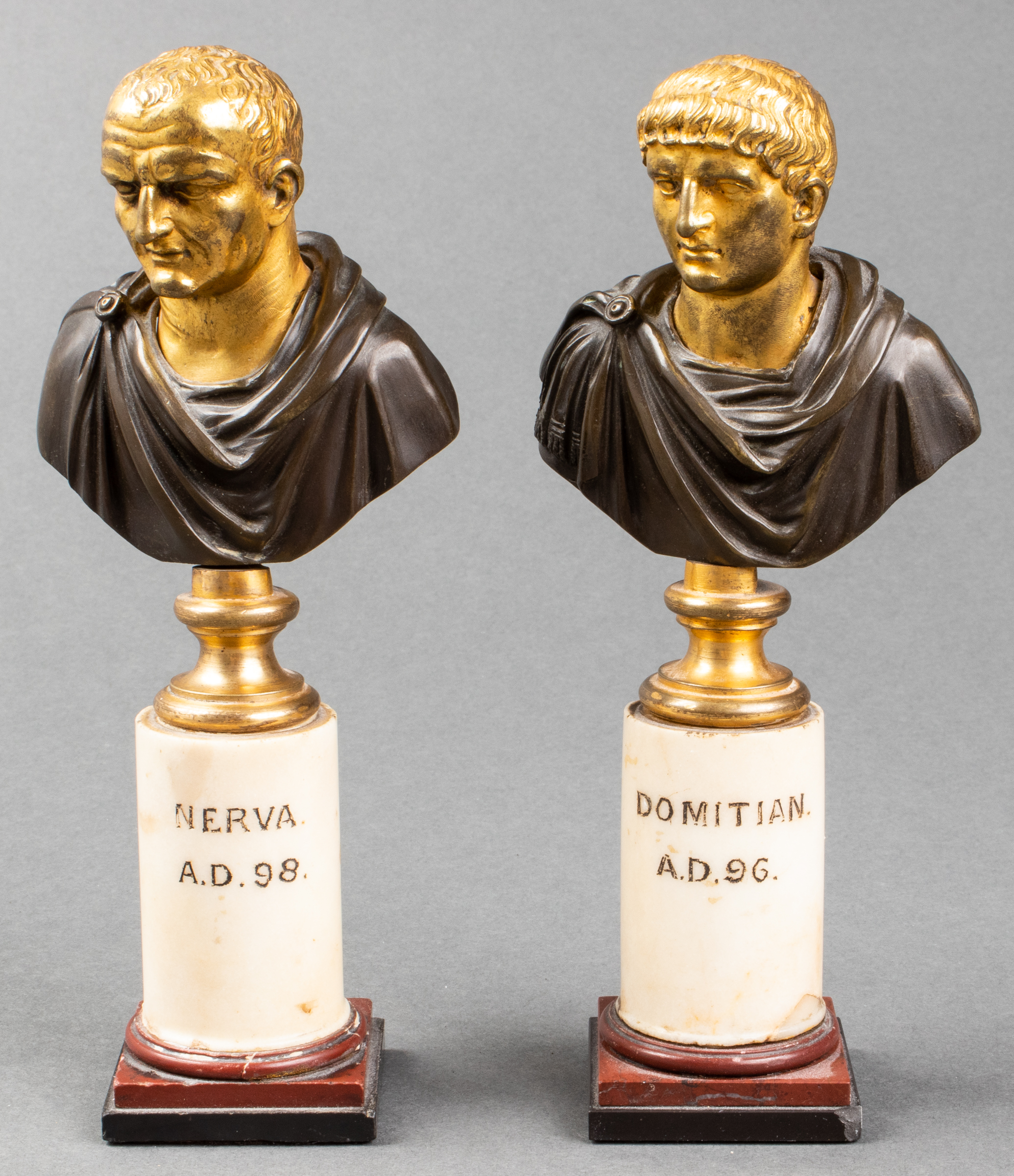 19TH C. GILT BRONZE BUSTS OF
