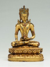 19TH C. GILT COPPER KWAN-YIN S