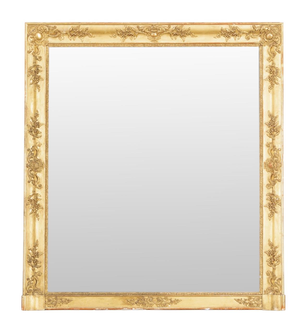 19TH C GILTWOOD OVERMANTLE MIRROR