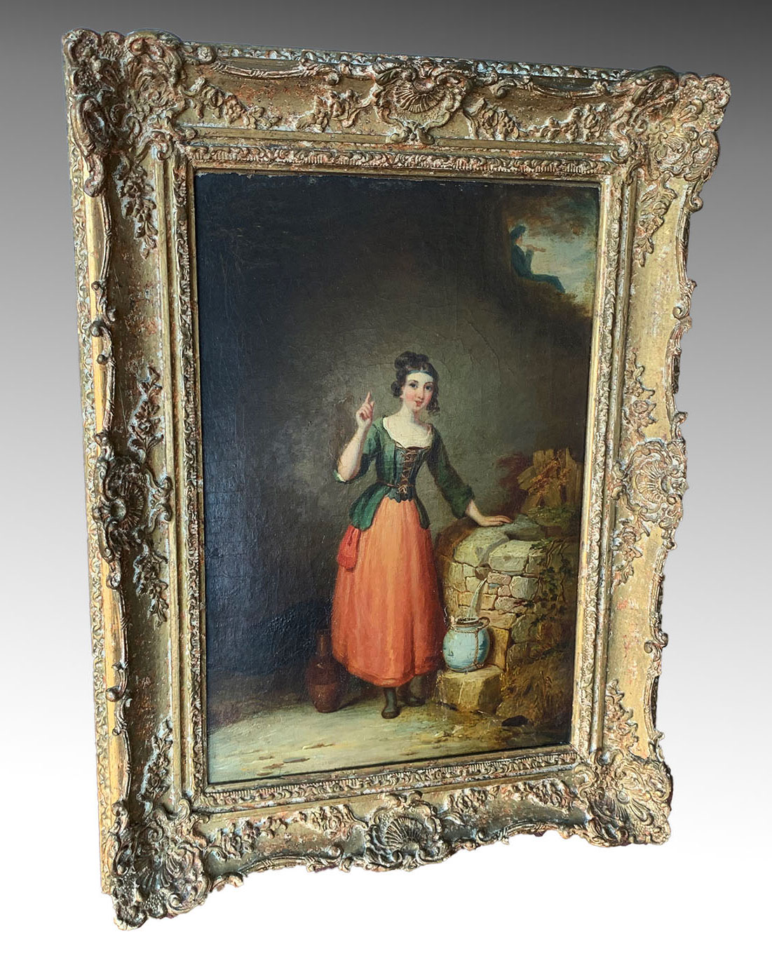 19TH C. GIRL AT THE WELL OIL
