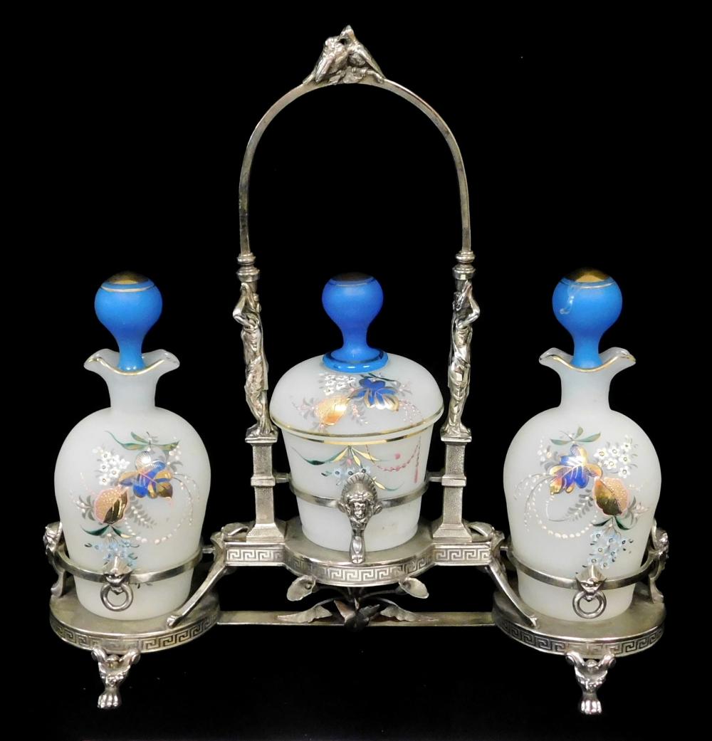 19TH C. GLASS DECANTER AND