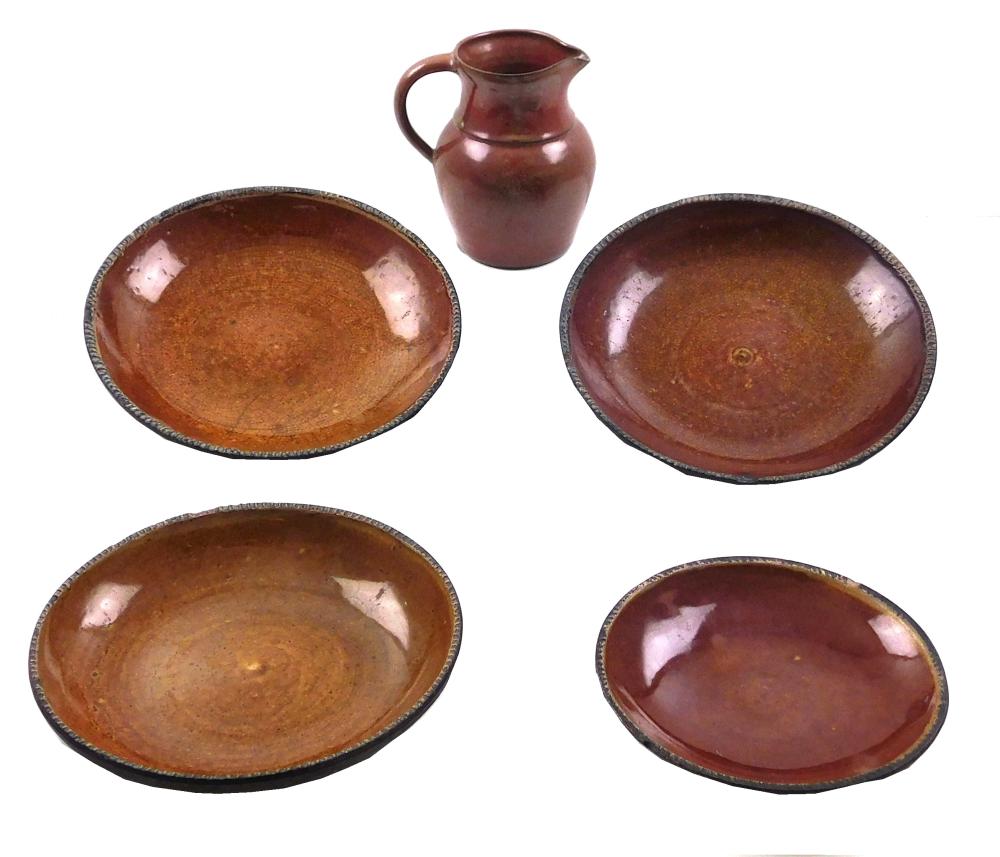 19TH C. GLAZED REDWARE,