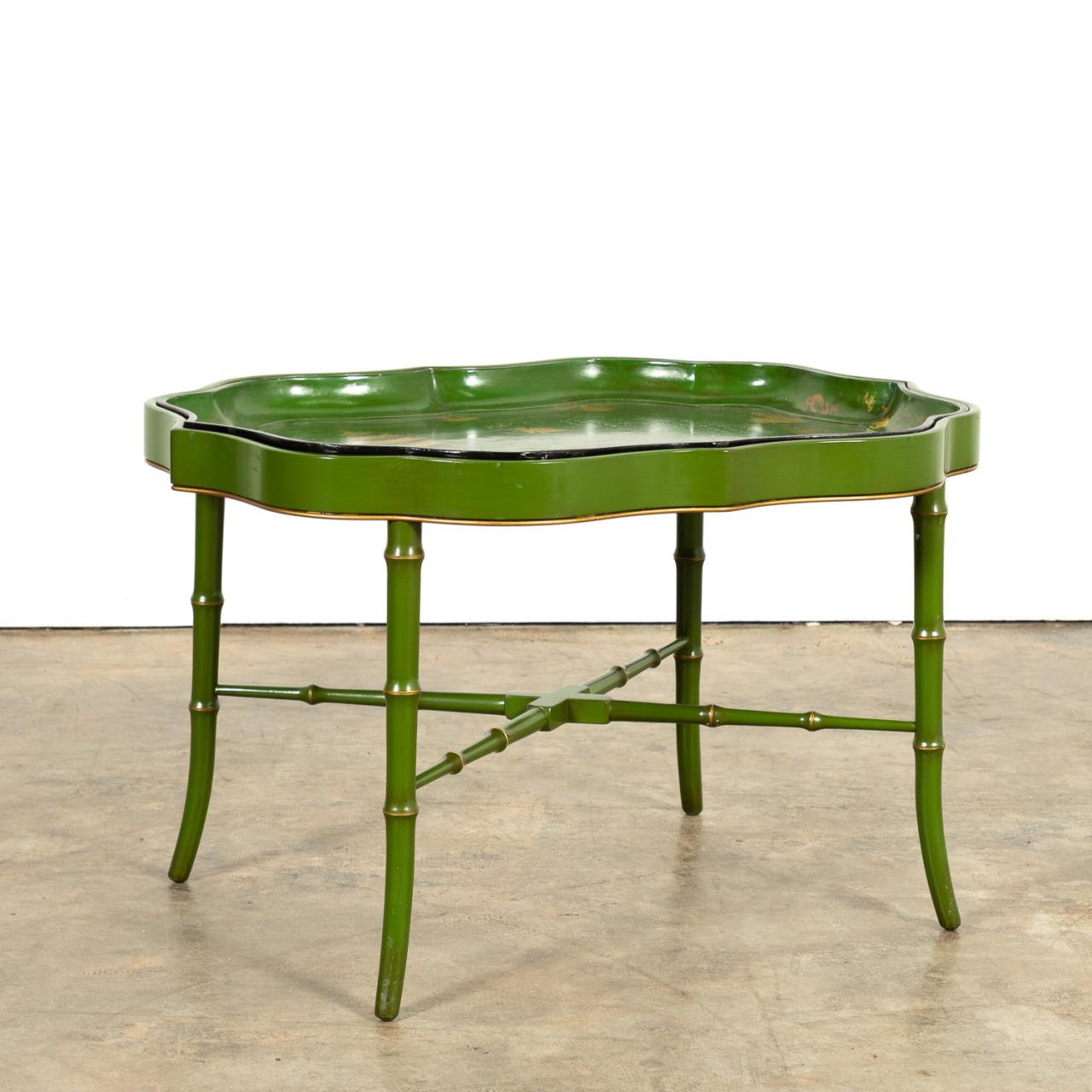 19TH C. GREEN PAPIER MACHE