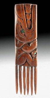 19TH C. HAIDA / TLINGIT WOOD C