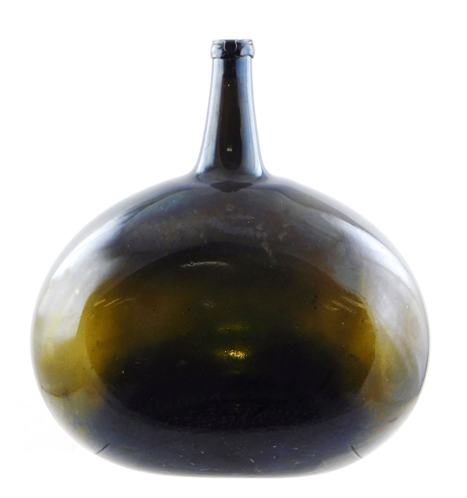 19TH C. HAND BLOWN OLIVE GREEN