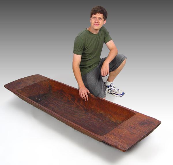 19TH C HAND HEWN WOODEN TRENCHER: