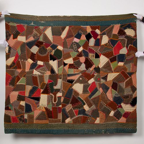 19TH C. HAND-STITCHED CRAZY