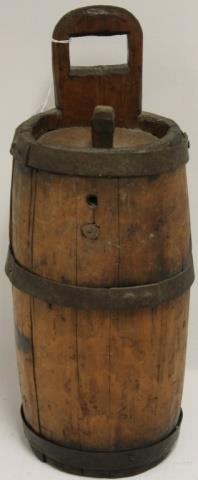 19TH C HANDMADE WOODEN CASK