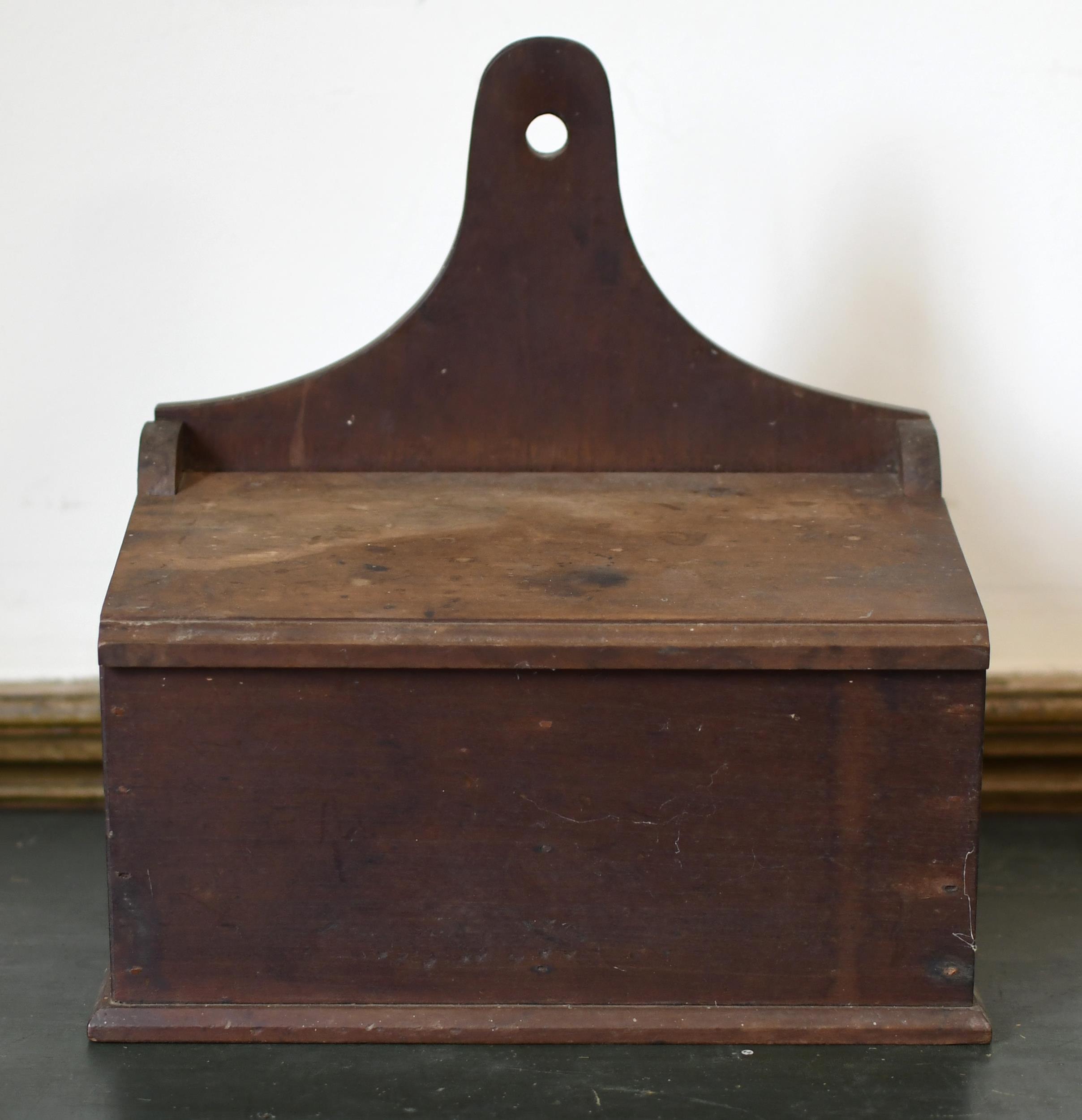 19TH C. HANGING SALT BOX. Early