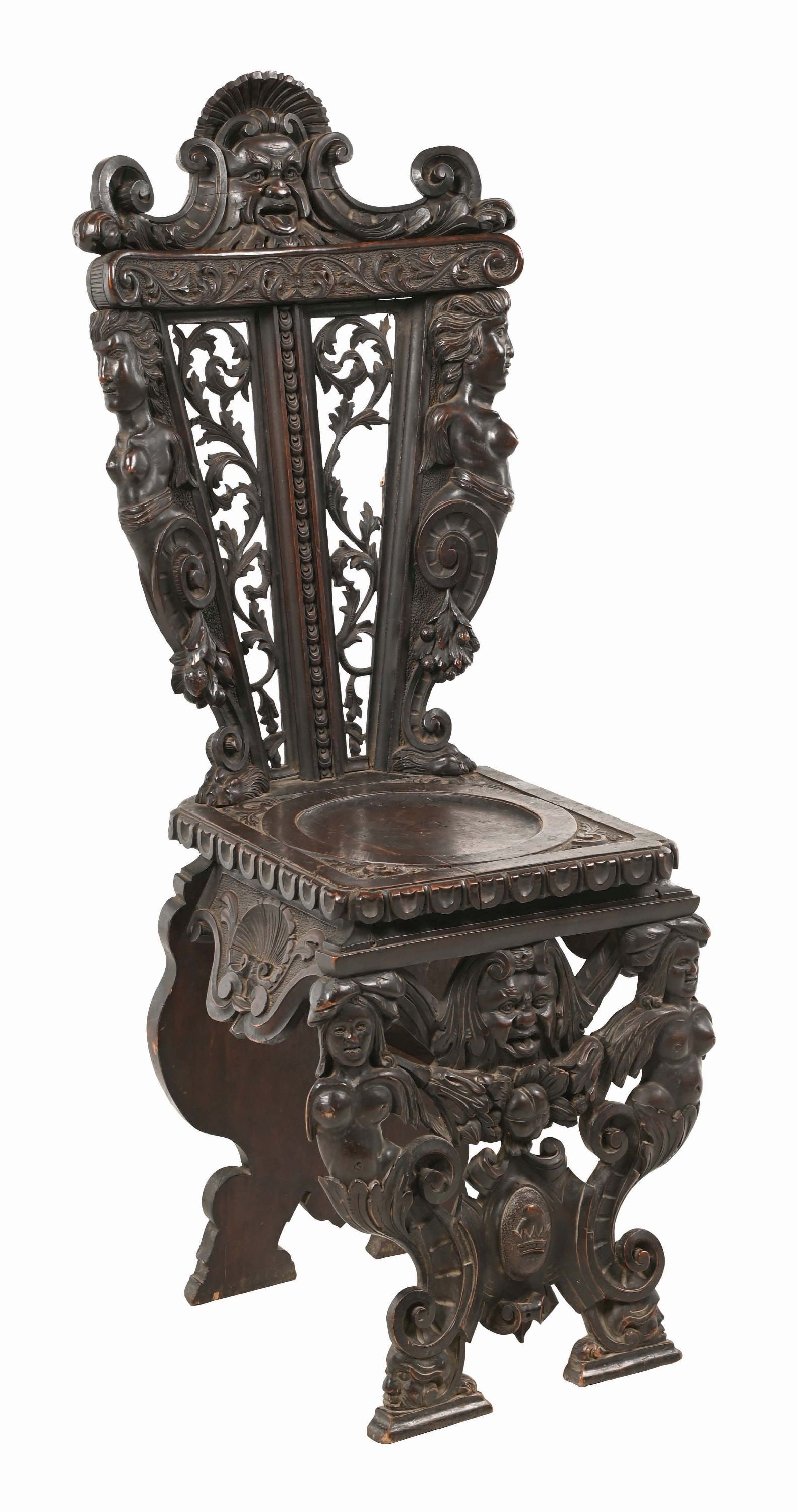 19TH C. HIGHLY CARVED WALNUT WOOD