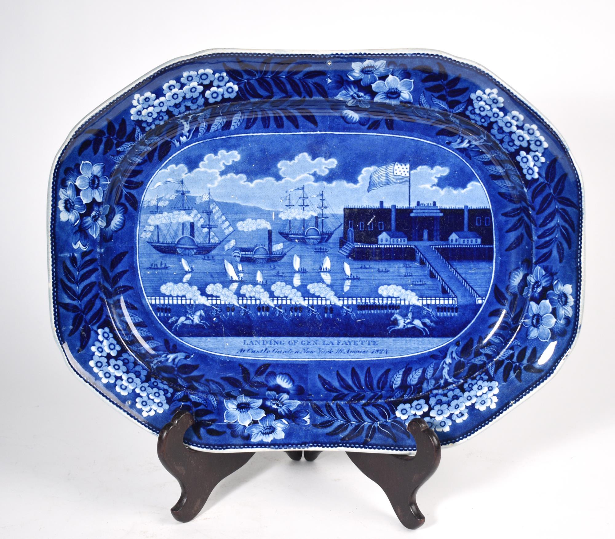 19TH C. HISTORICAL BLUE PLATTER,