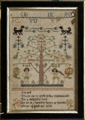 19TH C. HYMNAL NEEDLEWORK SAMP