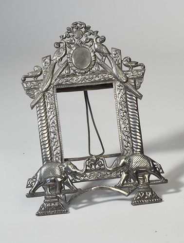 19TH C. INDIA LRG SILVER FRAME W/