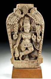 19TH C. INDIAN WOOD PANEL OF V